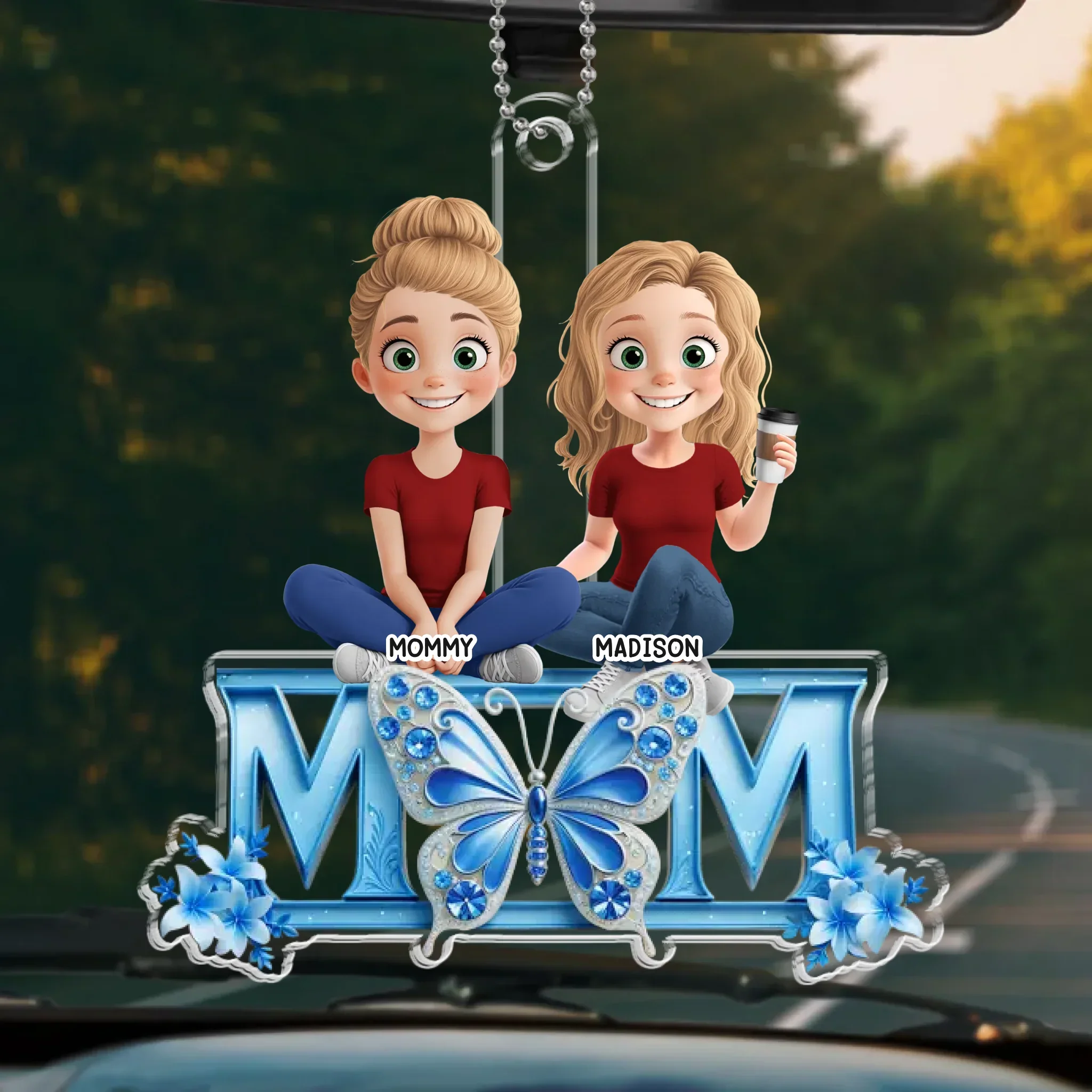 Like A Butterfly, Mom’s Love Lifts Us Up - Family Personalized Custom Car Ornament - Acrylic Custom Shaped - Mother's Day, Gift For Mom, Grandma - Image 2