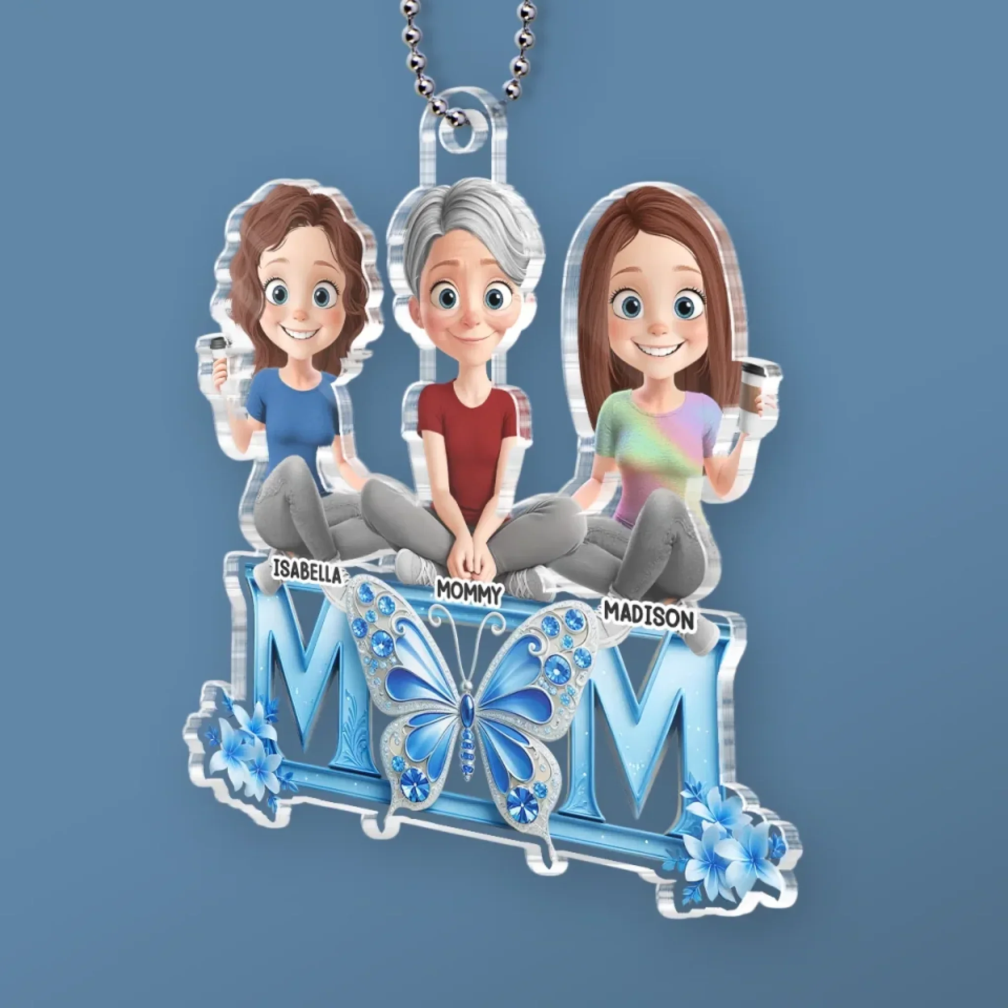 Like A Butterfly, Mom’s Love Lifts Us Up - Family Personalized Custom Car Ornament - Acrylic Custom Shaped - Mother's Day, Gift For Mom, Grandma - Image 3