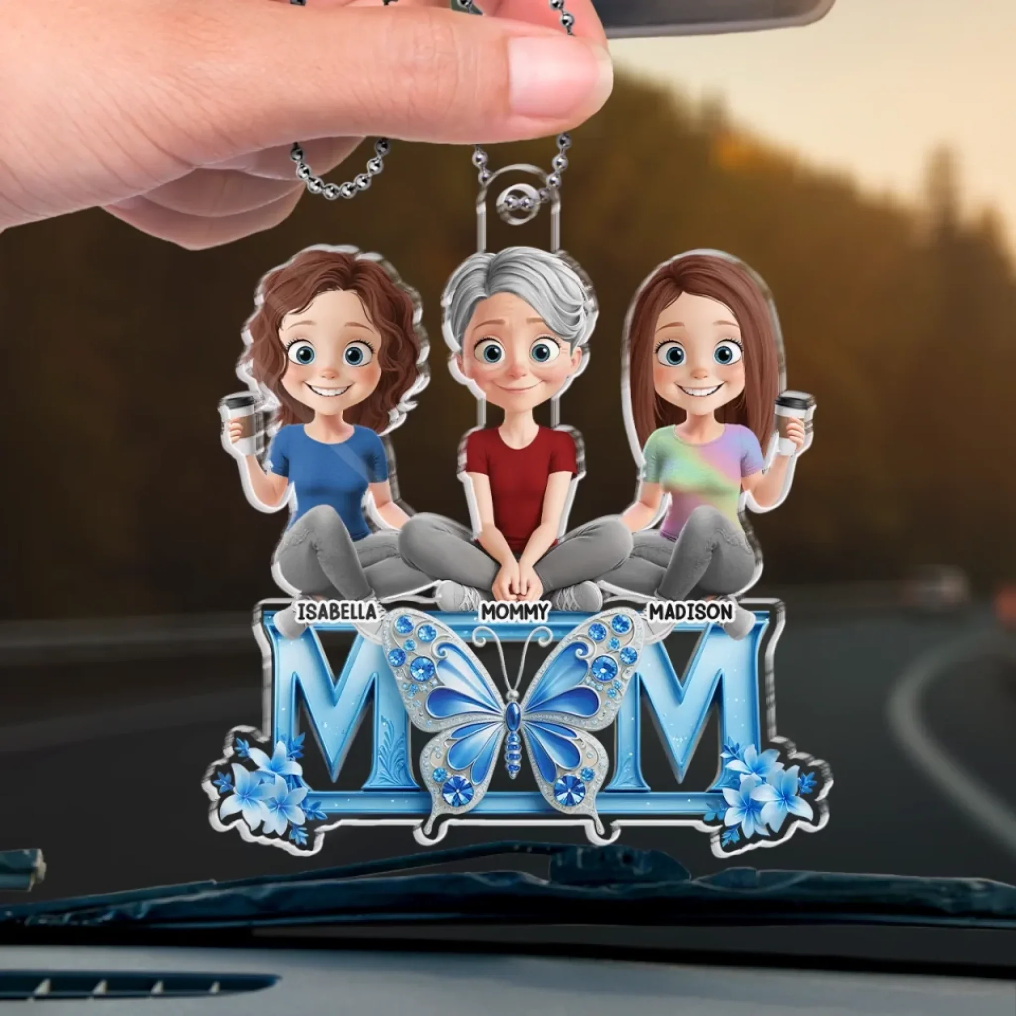 Like A Butterfly, Mom’s Love Lifts Us Up - Family Personalized Custom Car Ornament - Acrylic Custom Shaped - Mother's Day, Gift For Mom, Grandma - Image 4