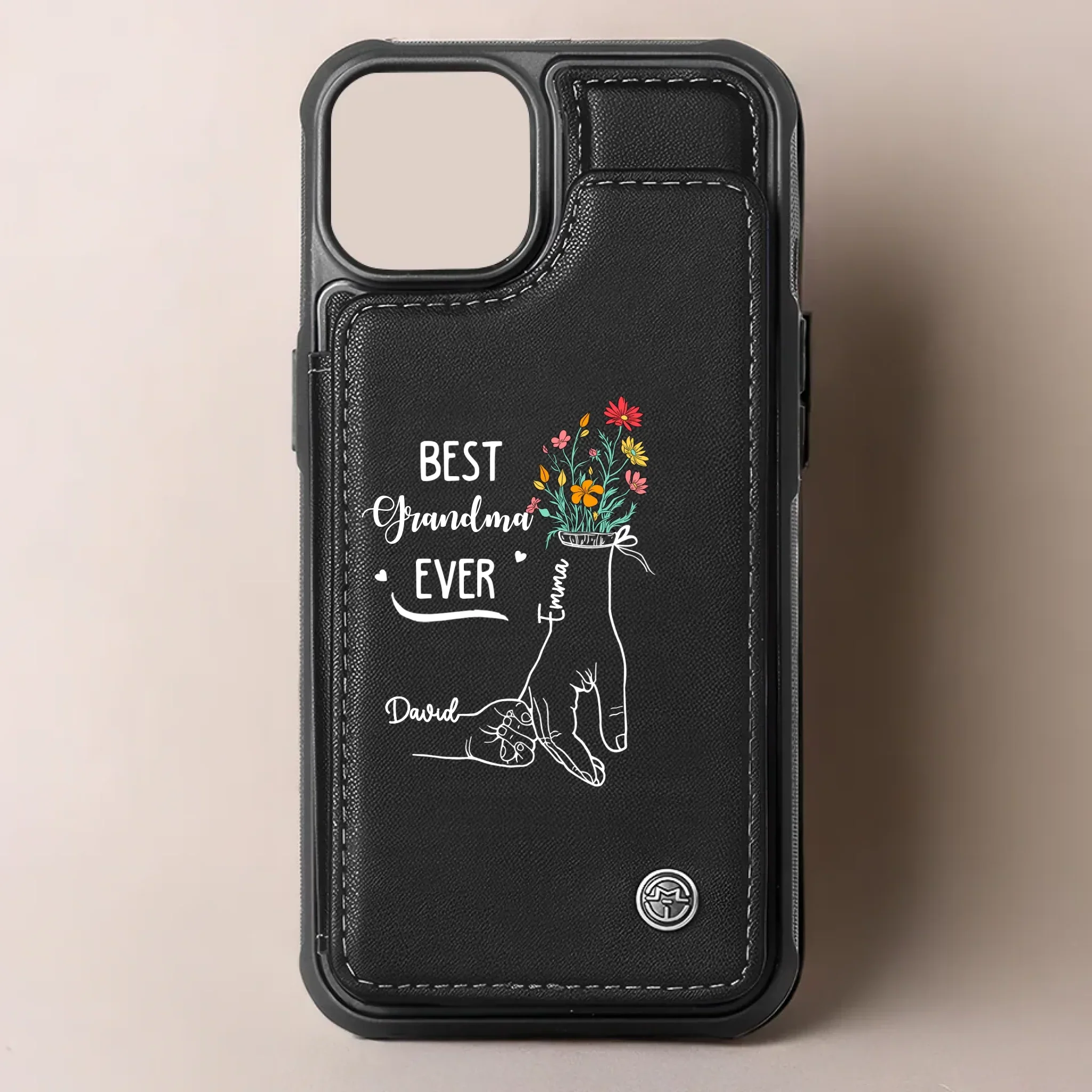 Like A Flower, Her Love Never Fades - Family Personalized Custom Leather Flip Wallet Phone Case - Mother's Day Gift For Mom, Grandma - Image 2