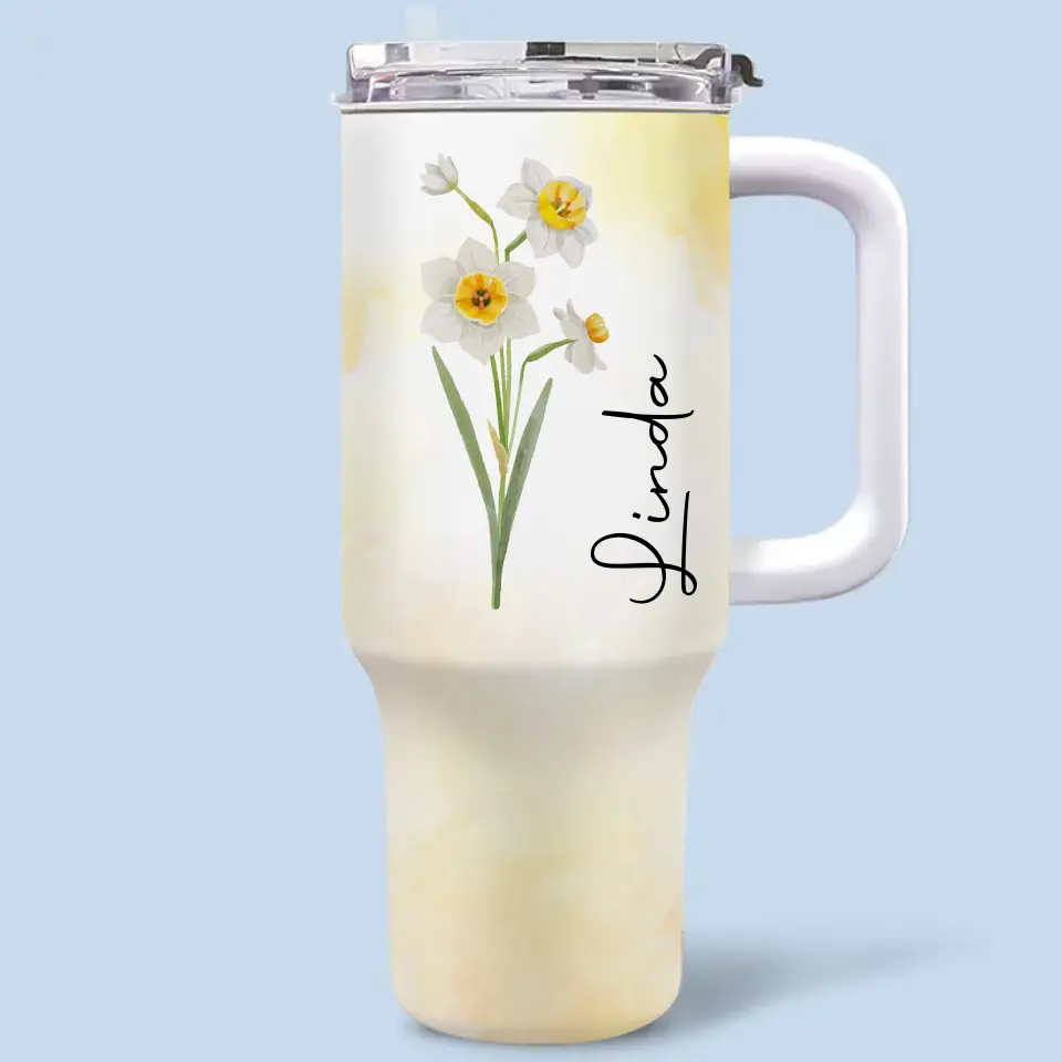 Live Life In Full Bloom - Bestie Personalized Custom 40 Oz Stainless Steel Tumbler With Handle - Gift For Best Friends, BFF, Sisters - Image 2