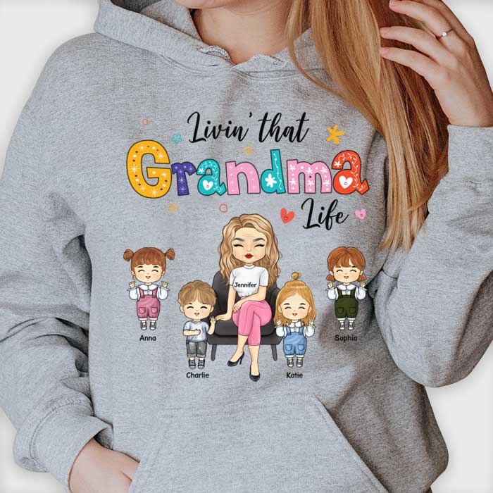 Living That Auntie Grandma Life - Gift For Mom, Grandma - Personalized Unisex T-shirt, Hoodie - Image 2