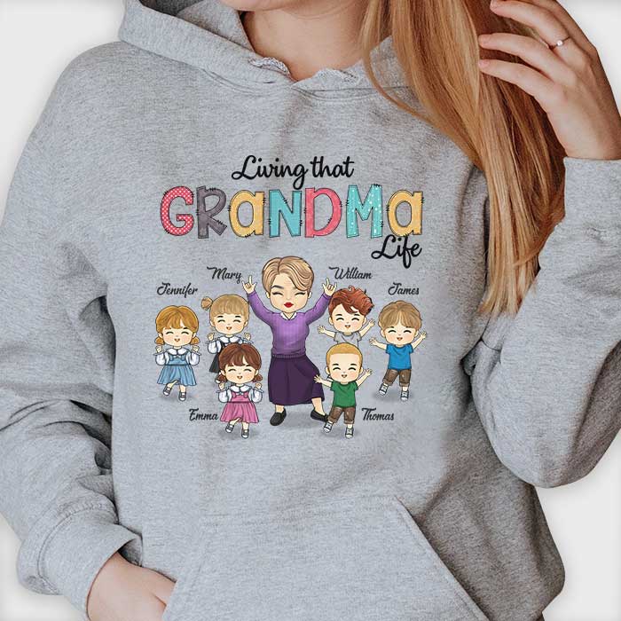 Living That Grandma Life - Personalized Unisex T-shirt, Hoodie, Sweatshirt - Gift For Grandma, Grandparents - Image 2