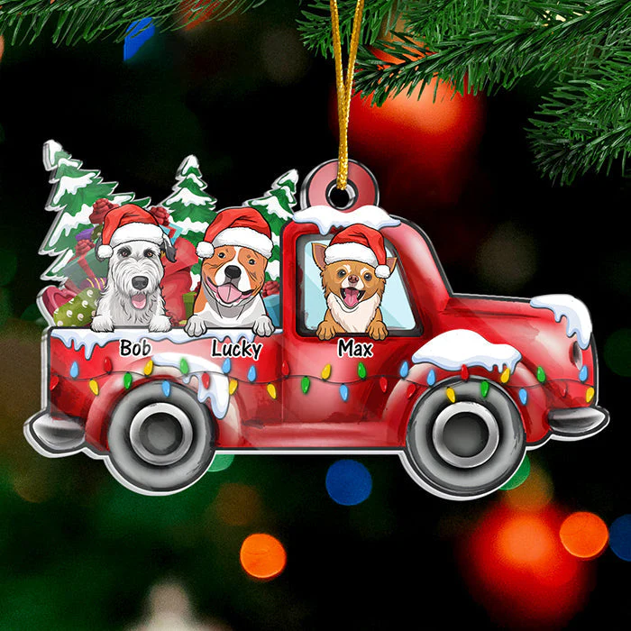 Loads Of Love Merry Woofmas - Personalized Custom Car Shaped Acrylic Christmas Ornament - Gift For Pet Lovers, Christmas Gift - Image 3