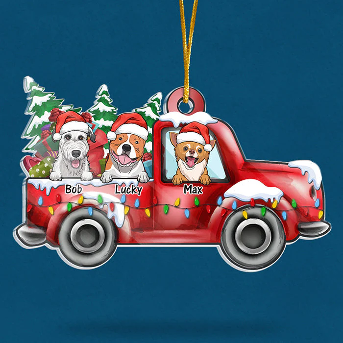 Loads Of Love Merry Woofmas - Personalized Custom Car Shaped Acrylic Christmas Ornament - Gift For Pet Lovers, Christmas Gift - Image 4