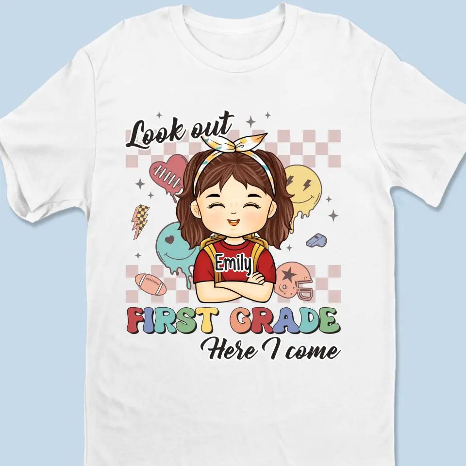 Look Out! Third Grade Here I Come - Personalized Custom Kid T-shirt - Back To School Gift For Kid - Image 2