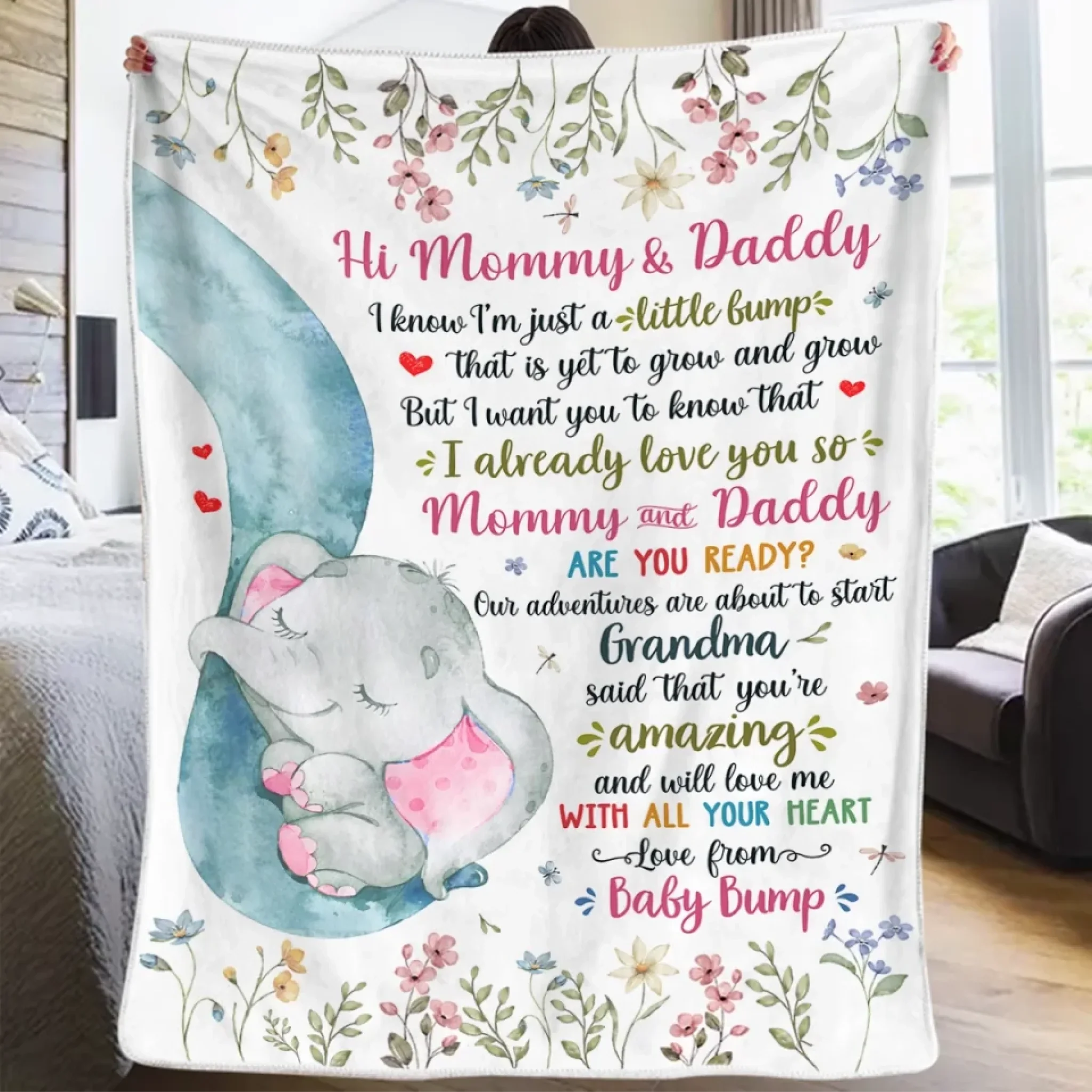 Love From Your Baby Bump - Family Personalized Custom Blanket - Mother's Day, Baby Shower Gift, Gift For First Mom - Image 3