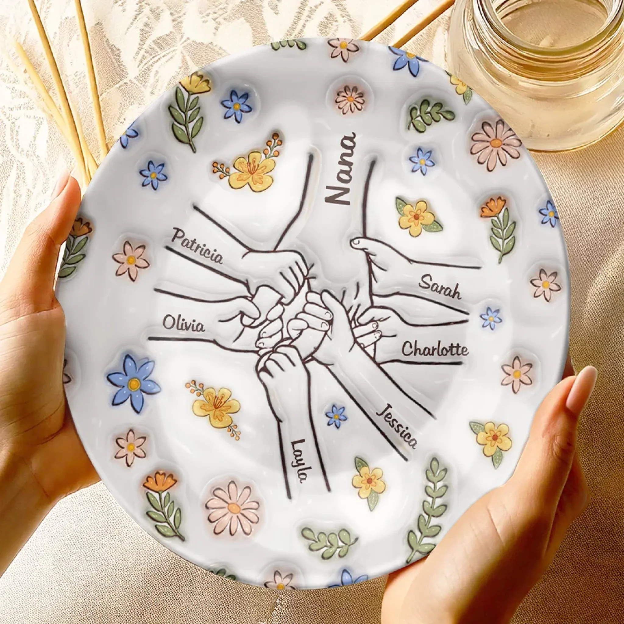 Love Grows Best In A Happy Family - Family Personalized Custom 3D Inflated Effect Printed Ceramic Plate - Mother's Day, Gift For Mom, Grandma - Image 4