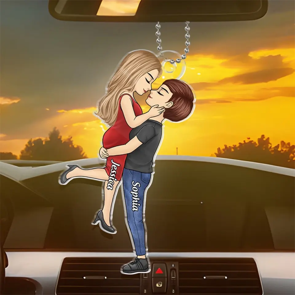 Love Is Love - Couple Personalized Custom Car Ornament - Acrylic Custom Shaped - Gift For Husband Wife, Anniversary, LGBTQ+ - Image 4