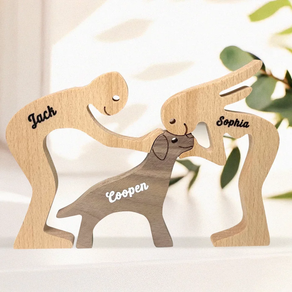 Love Makes A Family - Dog & Cat Personalized Custom Shaped Wooden Art Puzzle - Wooden Pet Carvings, Wood Sculpture Table Ornaments, Carved Wood Decor - Gift For Pet Owners, Pet Lovers - Image 7