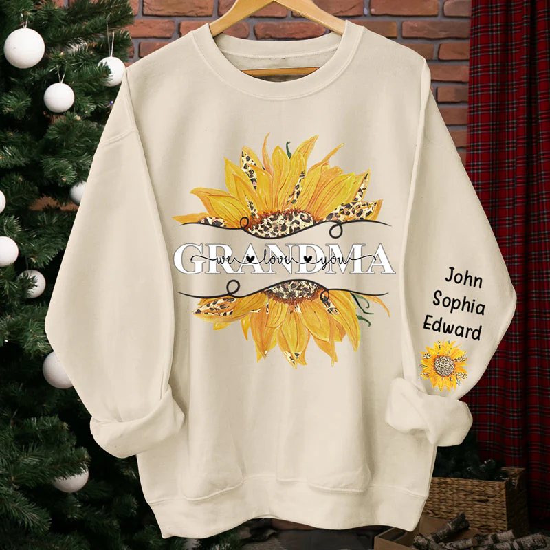 Love My Grandma - Family Personalized Custom Unisex Sweatshirt With Design On Sleeve - Christmas Gift For Grandma - Image 3