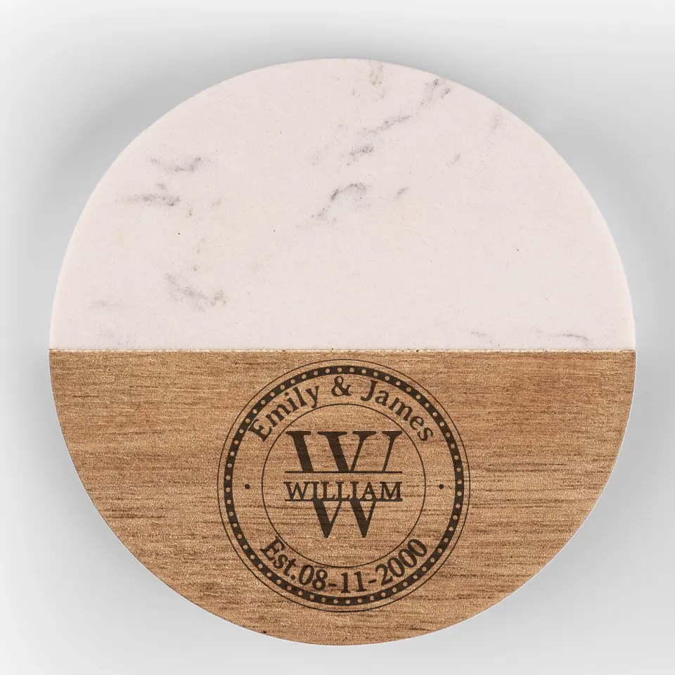 Love Was Made For Me And You - Couple Personalized Custom Marble Wood Coaster - Gift For Husband Wife, Anniversary - Image 8
