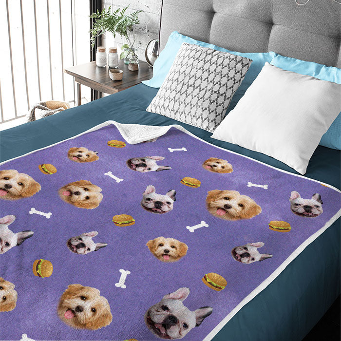 Lovely Pets And Fruit Icons - Personalized Custom Blanket - Upload Image, Gift For Pet Lovers, Christmas Gift - Image 3