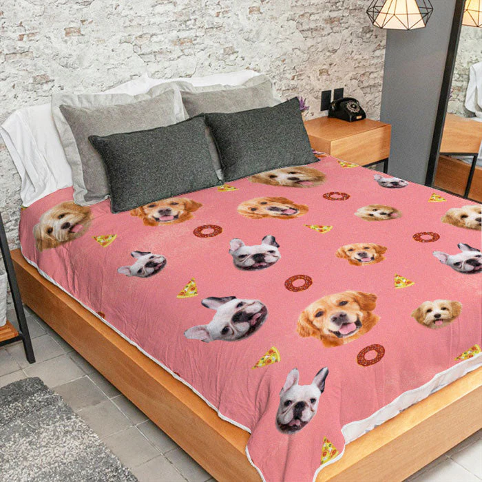 Lovely Pets And Fruit Icons - Personalized Custom Blanket - Upload Image, Gift For Pet Lovers, Christmas Gift - Image 4