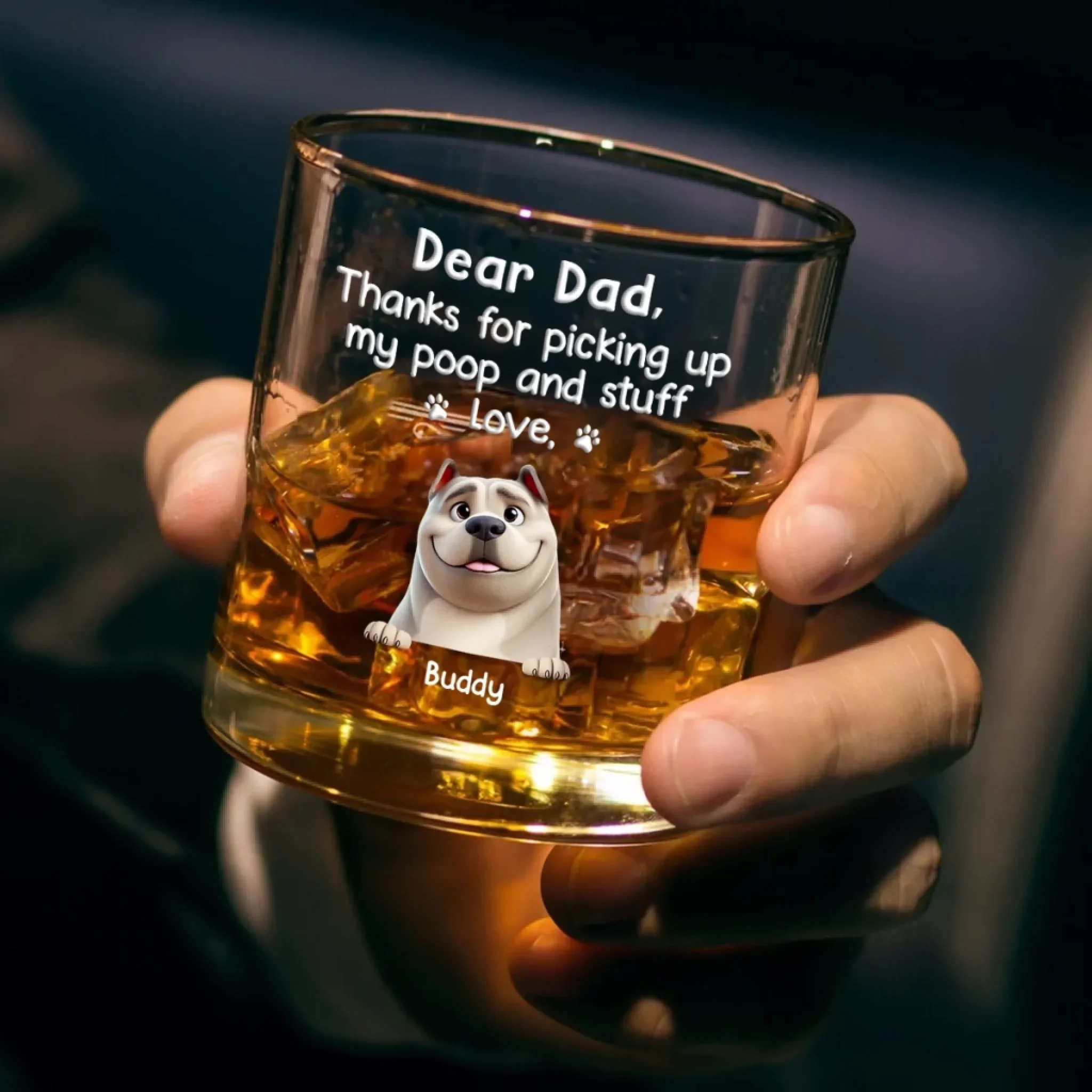 Loyalty Comes In Fur - Dog Personalized Custom Whiskey Glass - Father's Day, Gift For Pet Owners, Pet Lovers - Image 3