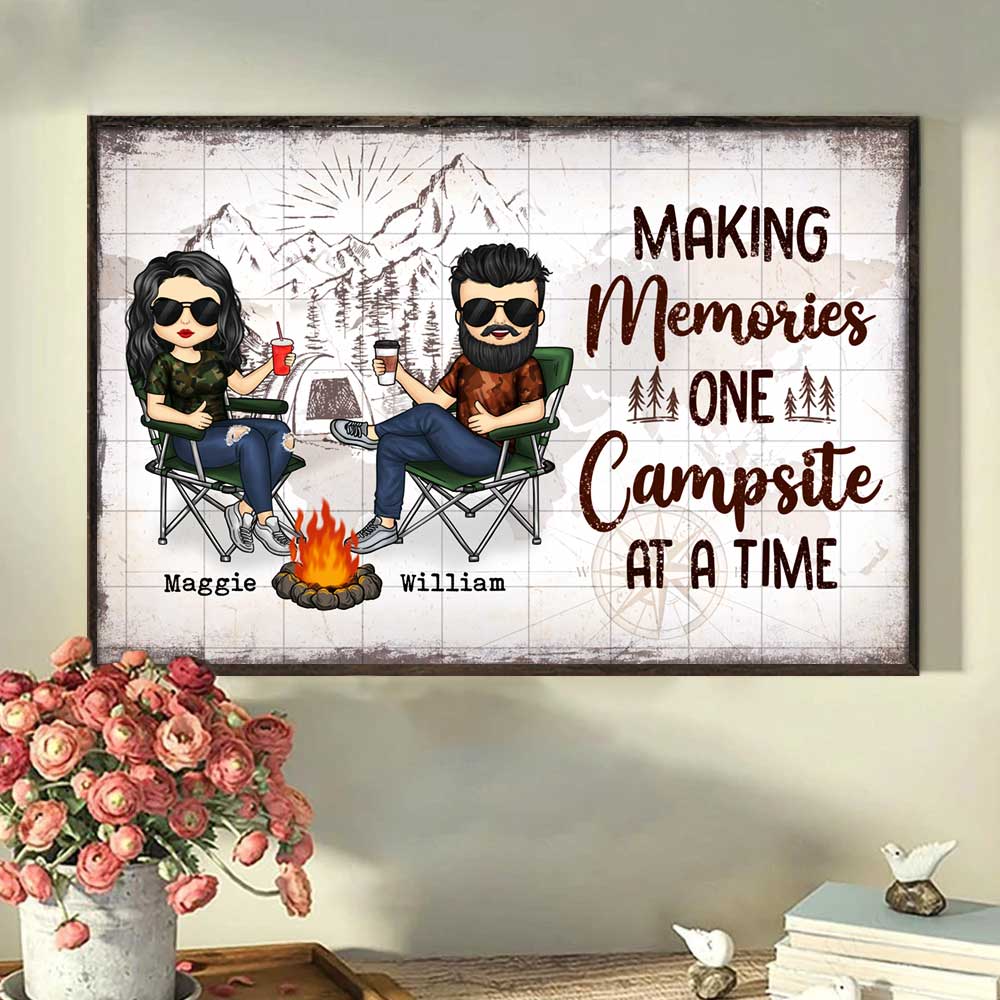 Making Memories One Campsite At A Time - Gift For Camping Couples, Personalized Horizontal Poster - Image 2