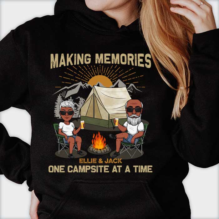 Making Memories One Campsite At A Time - Personalized Unisex T-Shirt, Hoodie, Sweatshirt - Gift For Couple, Husband Wife, Anniversary, Engagement, Wedding, Marriage, Camping Gift - Image 2
