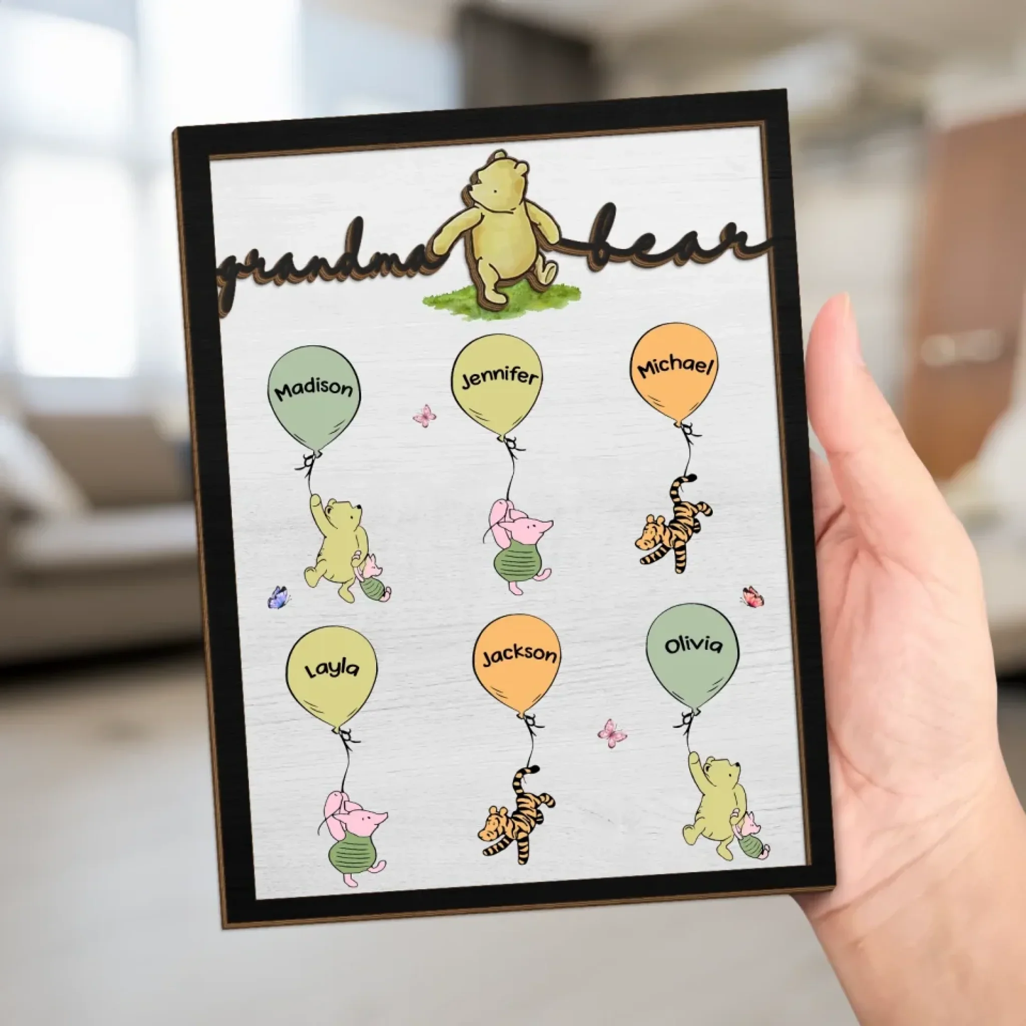 Mama Bear - Family Personalized Custom 2-Layered Wooden Plaque With Stand - Mother's Day Gift For Mom, Grandma - Image 5