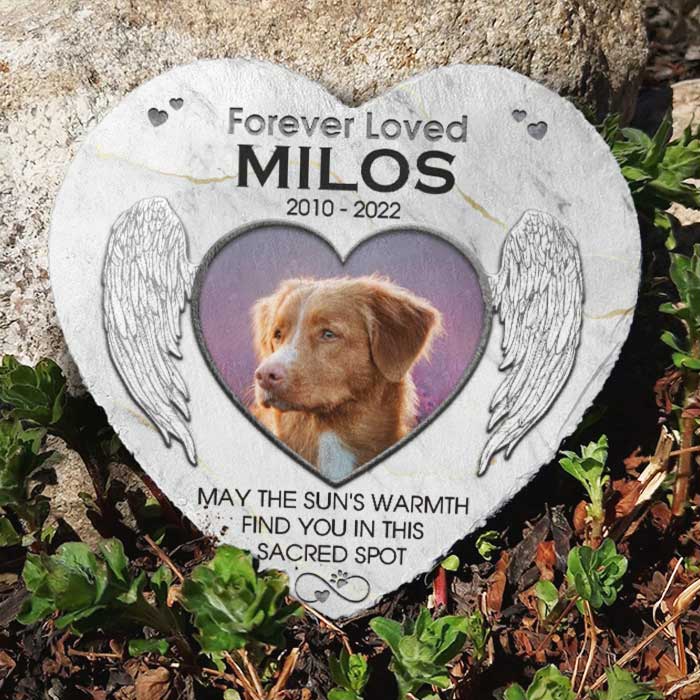 May The Sun's Warmth Find You In This Sacred Spot - Personalized Memorial Stone, Pet Grave Marker - Upload Image, Memorial Gift, Sympathy Gift - Image 2