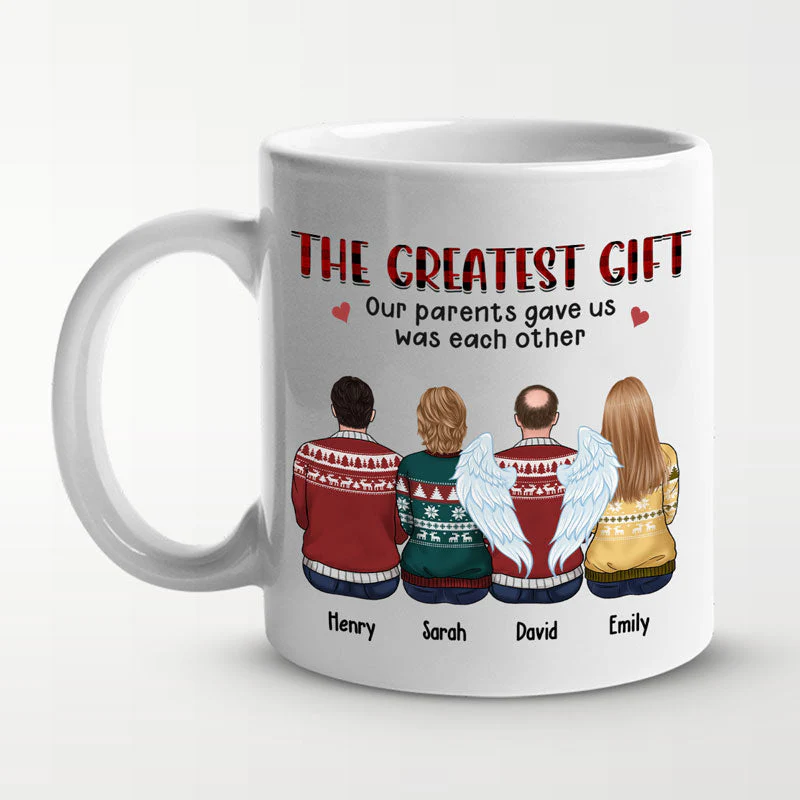 Maybe In Distance But Never At Heart - Family Personalized Custom Mug - Christmas Gift For Siblings, Brothers, Sisters