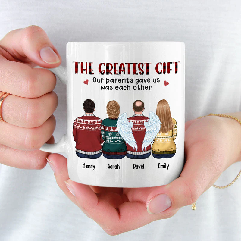 Maybe In Distance But Never At Heart - Family Personalized Custom Mug - Christmas Gift For Siblings, Brothers, Sisters - Image 2