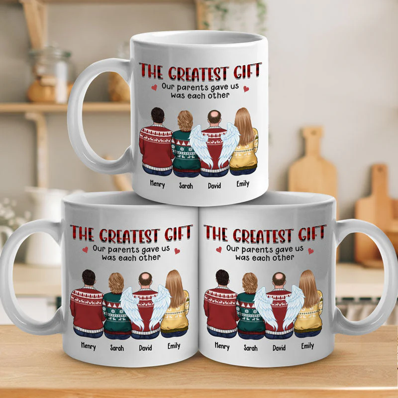 Maybe In Distance But Never At Heart - Family Personalized Custom Mug - Christmas Gift For Siblings, Brothers, Sisters - Image 3