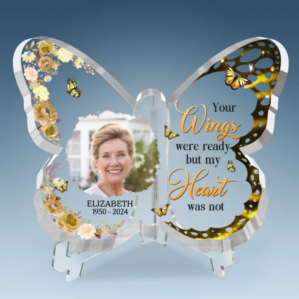 Memorial Personalized Custom Butterfly Shaped Acrylic Plaque - New Arrival, Upload Image, Sympathy Gift, Gift For Family Members AMZ - Image 2
