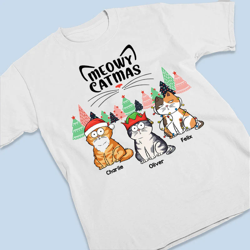 Meowy Christmas And Let The Chaos Ensue - Dog & Cat Personalized Custom Unisex T-shirt, Hoodie, Sweatshirt - Christmas Gift For Pet Owners, Pet Lovers - Image 2