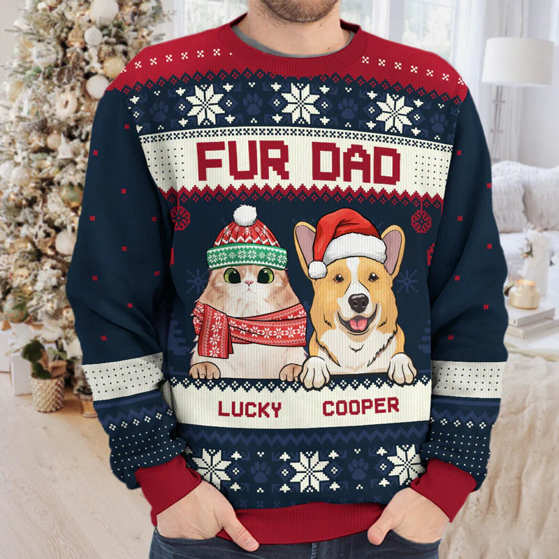 Merry Christmas Black & Red Style - Pet Personalized Custom Ugly Sweatshirt - Unisex Wool Jumper - New Arrival Christmas Gift For Pet Owners, Pet Lovers - Image 4
