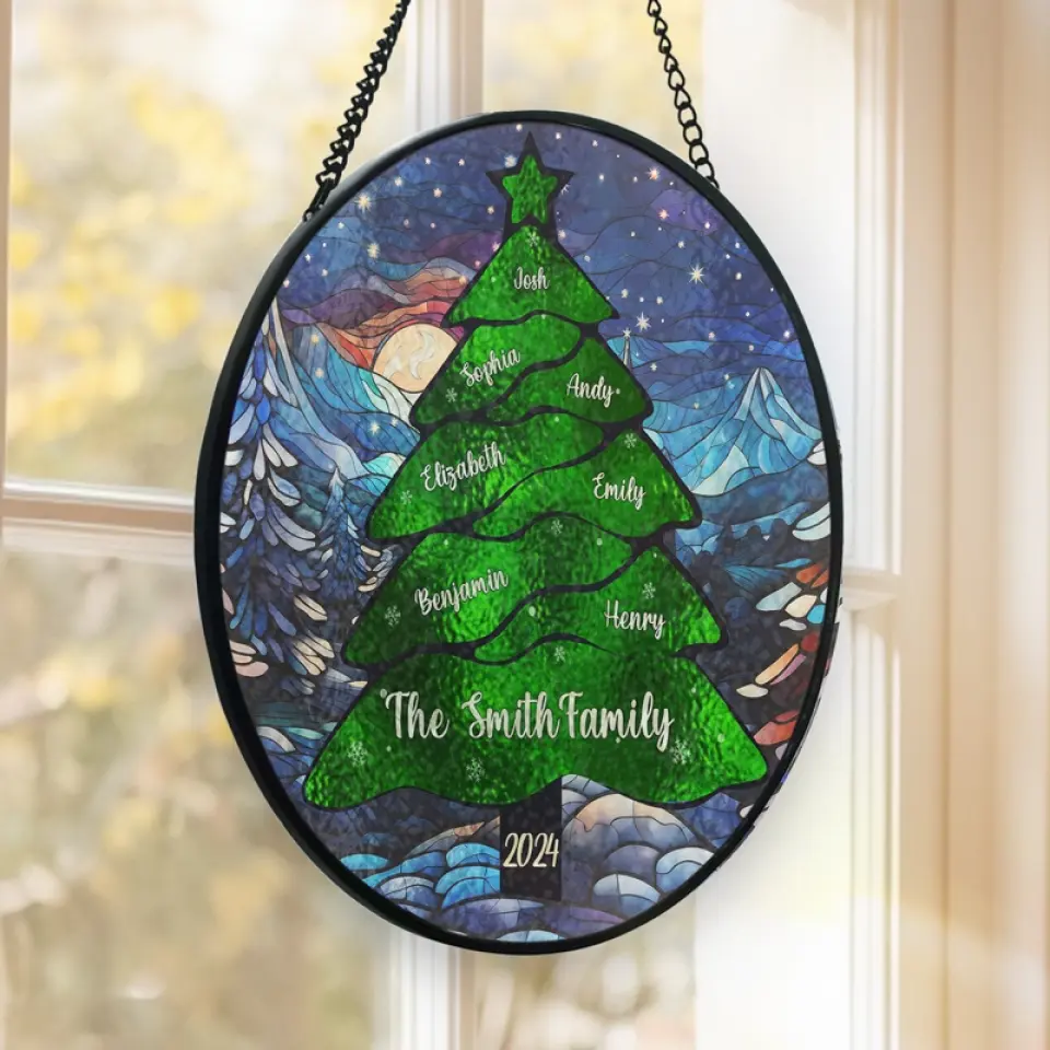 Merry Everything And Happy Always - Family Personalized Custom Stained Glass Window Hanging Suncatcher - Christmas Gift For Family Members - Image 3