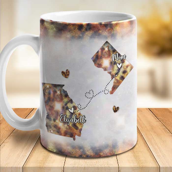 Miles Apart But Close At Heart - Gift For Mom - Personalized Mug - Image 3