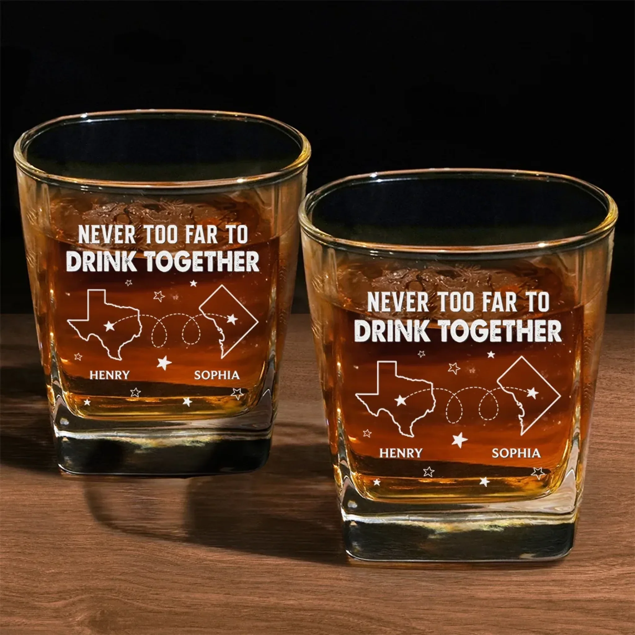 Miles Can't Break Family Ties - Family Personalized Custom Square Whiskey Glass - Gift For Family Members - Image 4