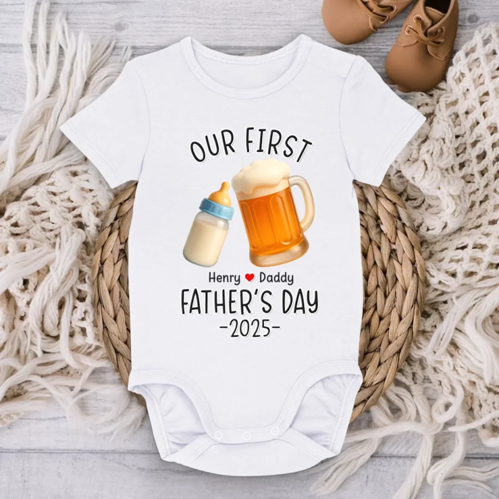 Milk For Me, Beer For You - Family Personalized Custom Baby Onesie - Father's Day, Baby Shower Gift, Gift For First Dad, Baby Kids, Newborn Baby - Image 3