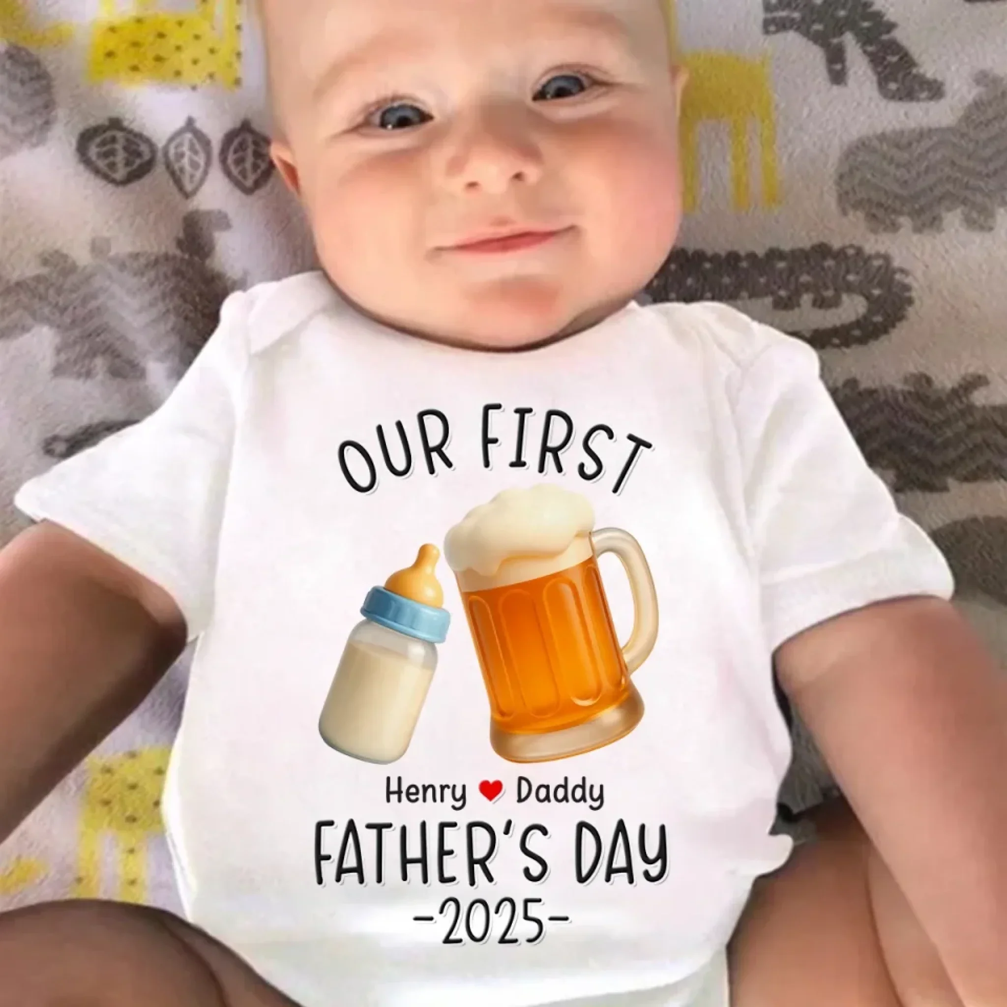 Milk For Me, Beer For You - Family Personalized Custom Baby Onesie - Father's Day, Baby Shower Gift, Gift For First Dad, Baby Kids, Newborn Baby - Image 4