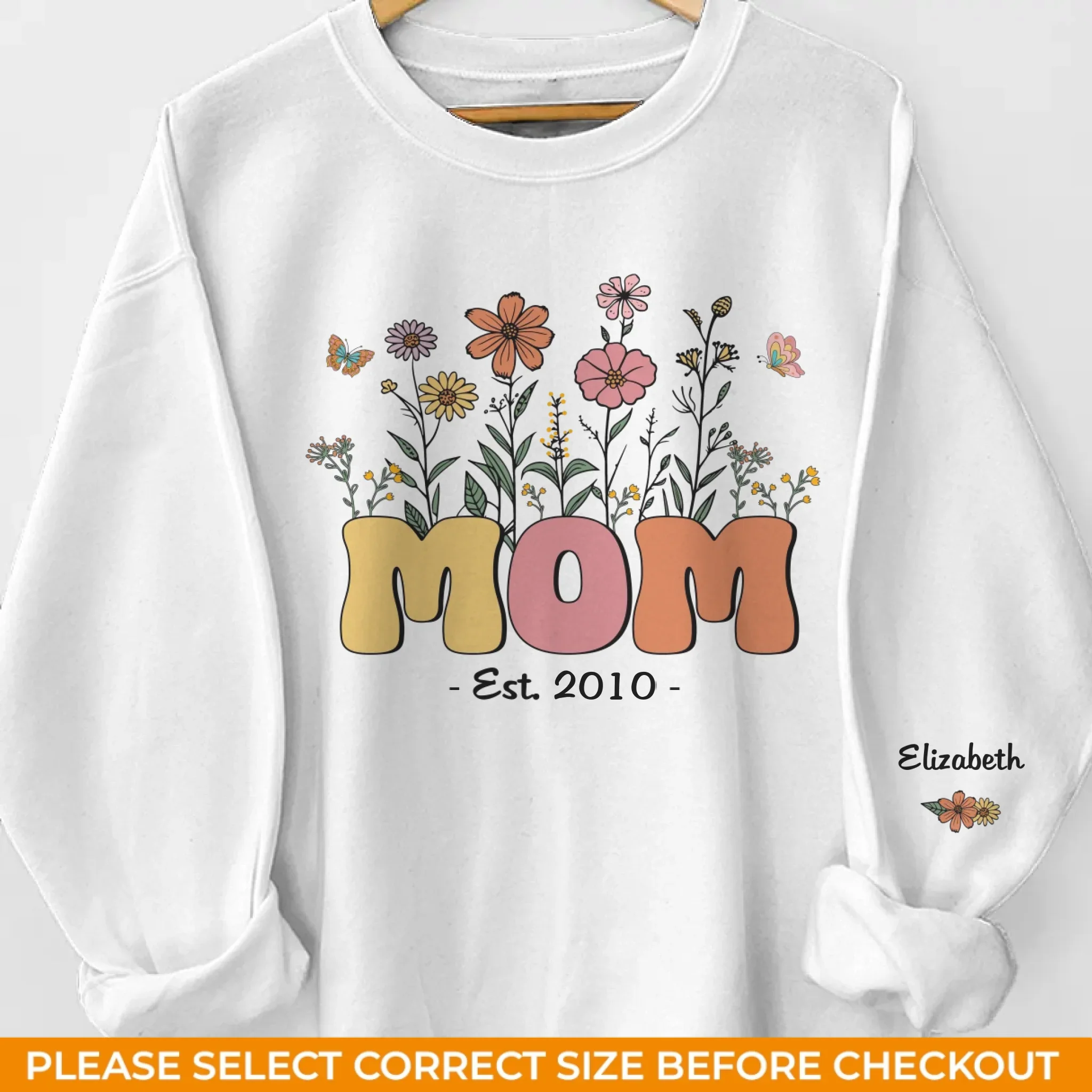 Mom, A Garden Of Love - Family Personalized Custom Unisex Sweatshirt, Hoodie With Design On Sleeve - Mother's Day, Gift For Mom, Grandma - Image 2