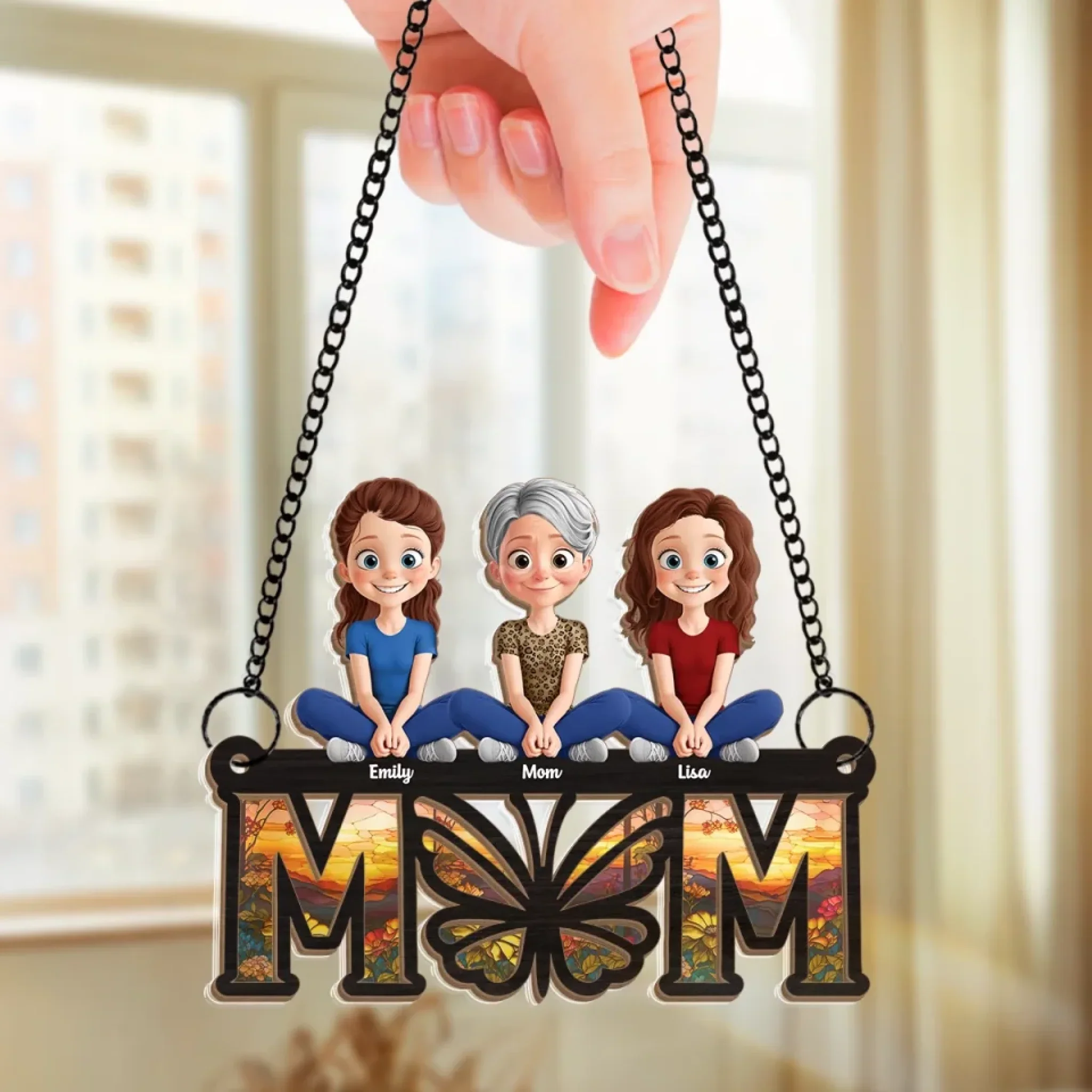 Mom, The Butterfly Of Our Hearts - Family Personalized Window Hanging Suncatcher Ornament - Mother's Day, Gift For Mom, Grandma - Image 3