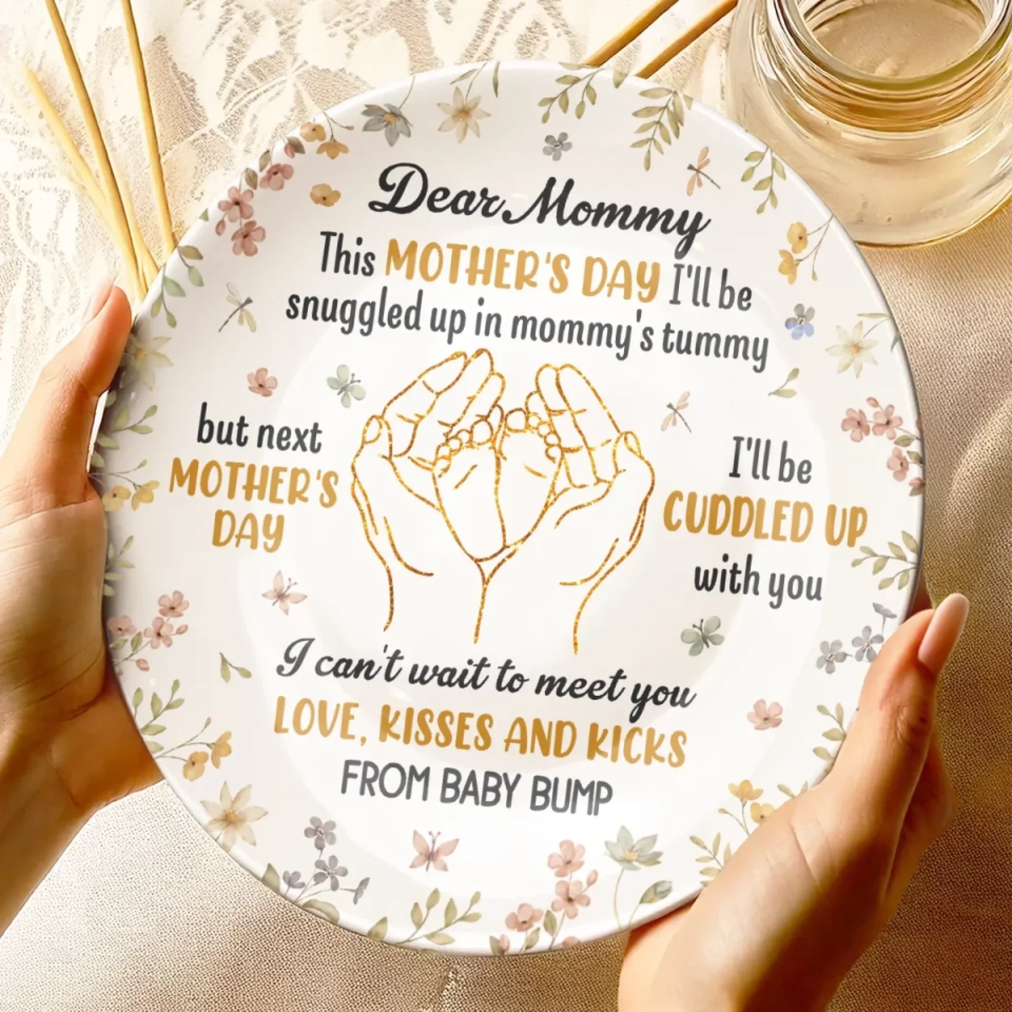 Mommy, I Can’t Wait To Meet You - Family Personalized Custom Ceramic Plate - Mother's Day, Baby Shower Gift, Gift For First Mom - Image 4