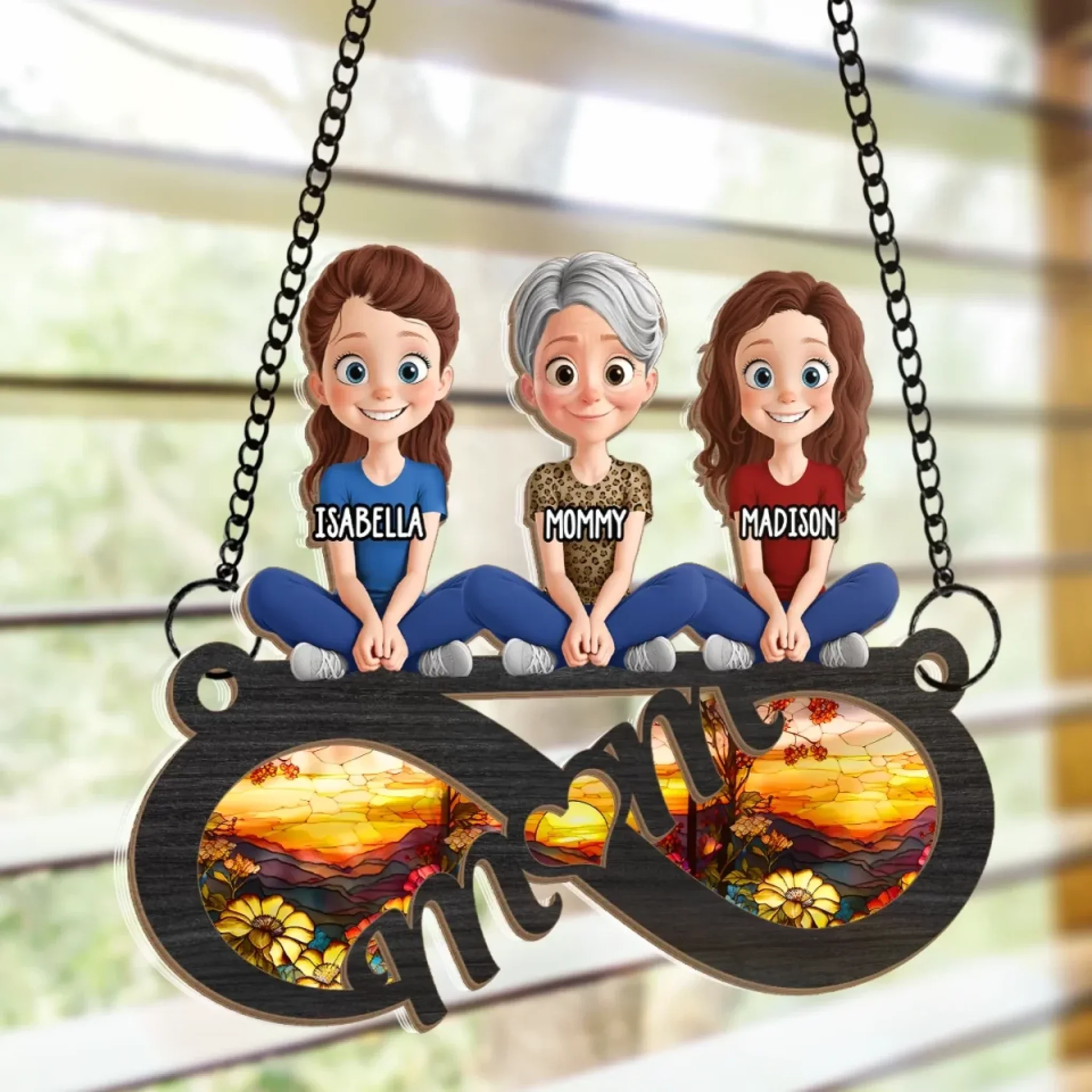 Mommy’s Love, Infinite As This Bond - Family Personalized Window Hanging Suncatcher Ornament - Mother's Day, Gift For Mom, Grandma - Image 4