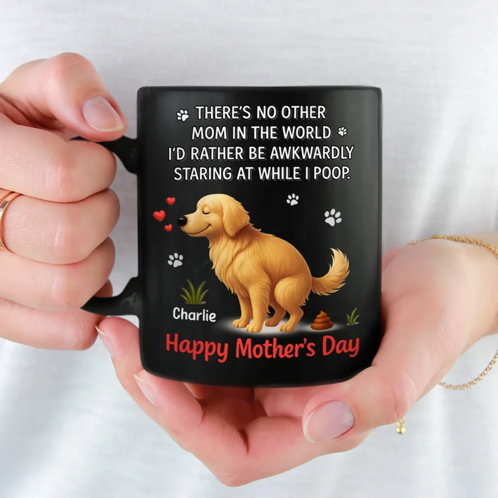 Mom's Love Knows No Stink - Dog Personalized Custom Black Mug - Mother's Day, Gift For Pet Owners, Pet Lovers - Image 3