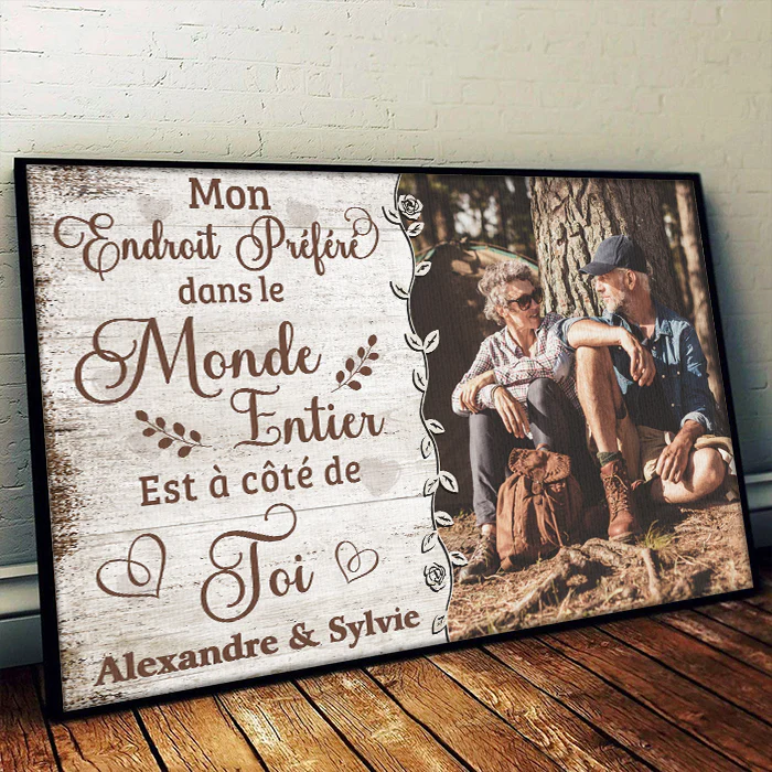 Mon Endroitpréféréestàcôté De Toi - Télécharger Une Image, Cadeau Pour Les Couples, Mari Et Femme - Personalized Horizontal Poster French - Image 2