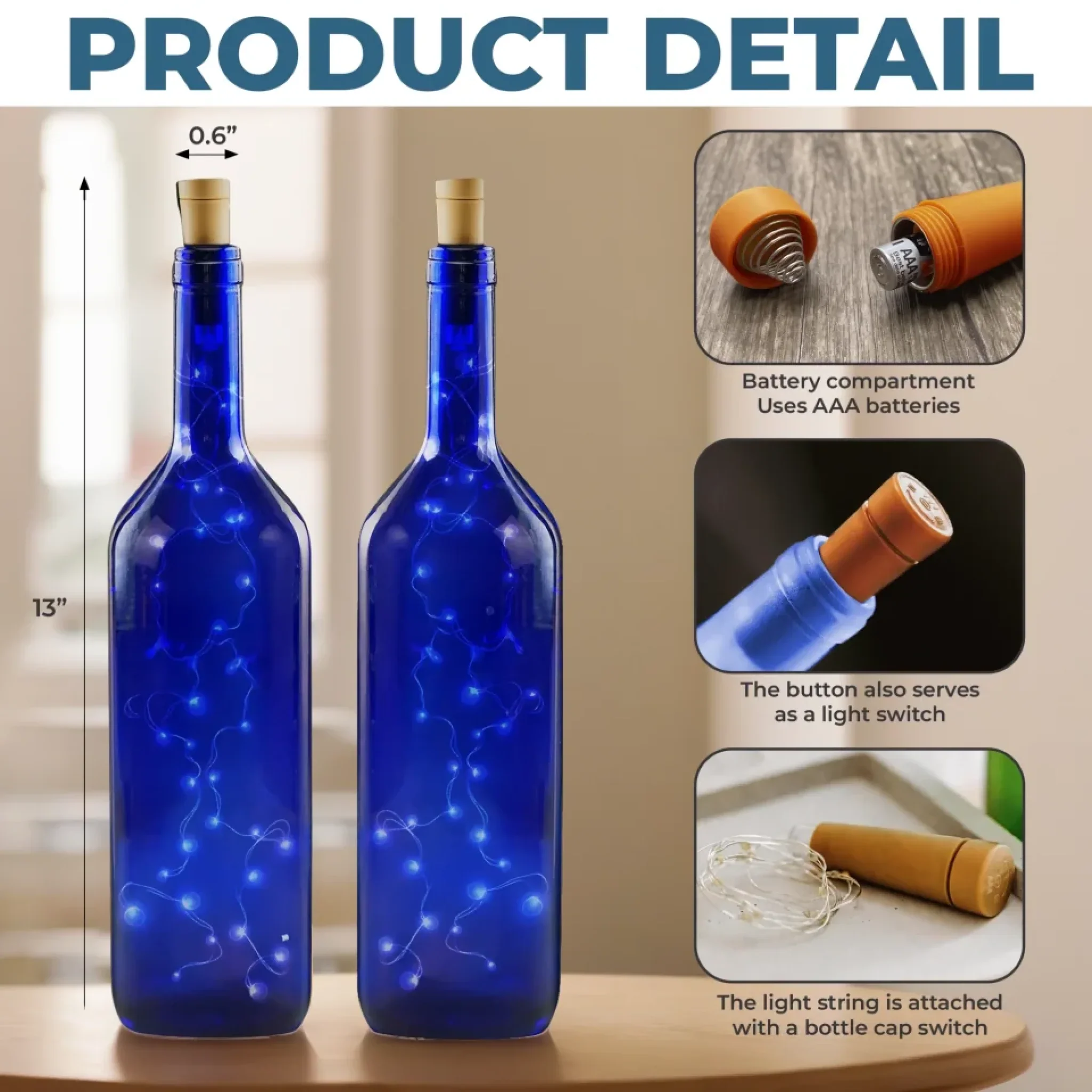 More Than Friends, We’re Family - Bestie Personalized Custom Blue Bottle Lamp - Gift For Best Friends, BFF, Sisters - Image 5