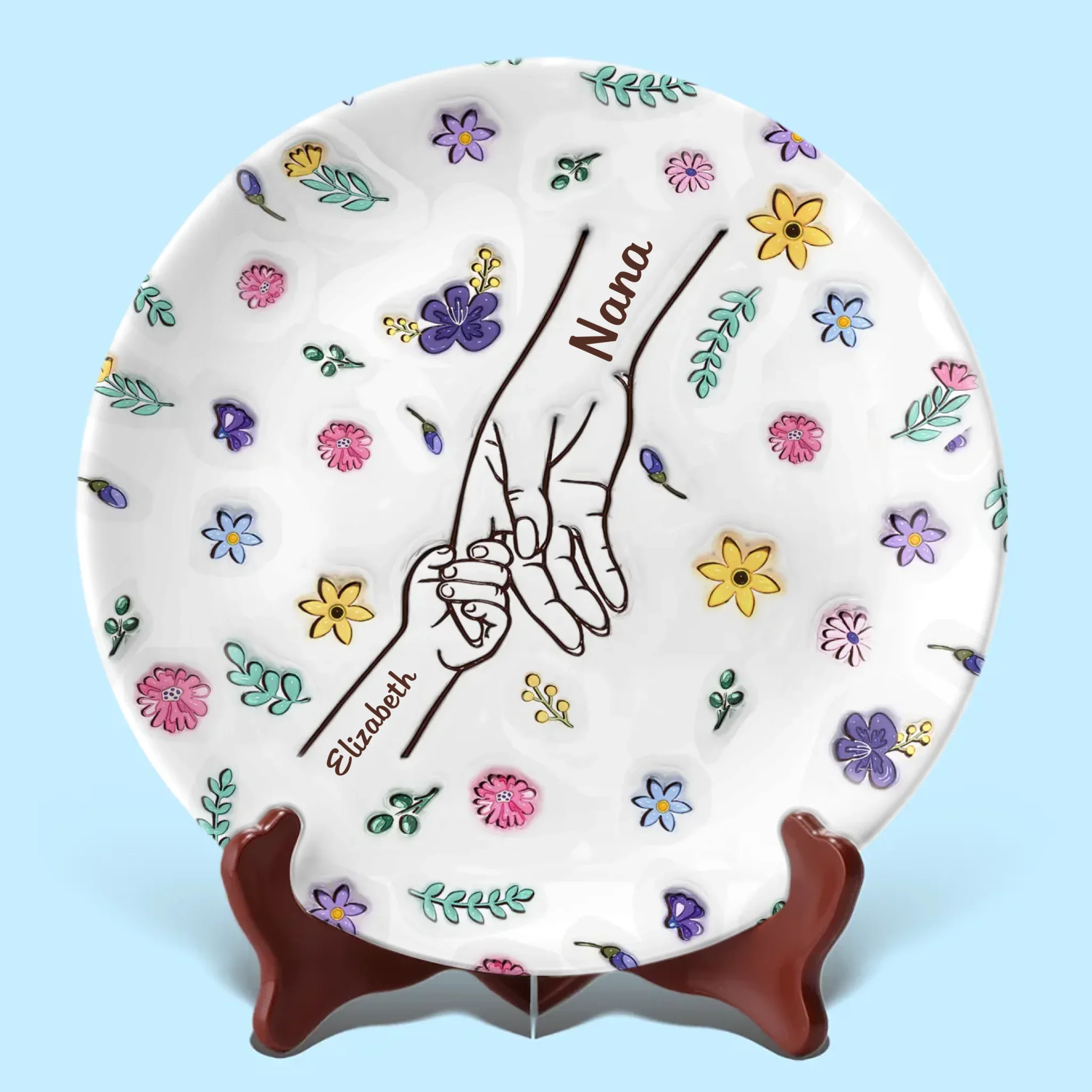 Mother’s Heart Is A Garden Where Love Blooms Forever - Family Personalized Custom 3D Inflated Effect Printed Ceramic Plate - Mother's Day, Gift For Mom, Grandma - Image 2
