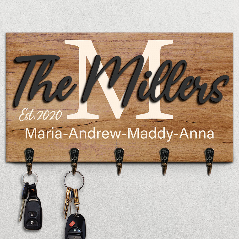 My Beloved Family - Personalized Key Hanger, Key Holder, 2-Layer Wood Key Hanger - Gift For Couple, Husband Wife, Anniversary, Engagement, Wedding, Marriage Gift - Image 2
