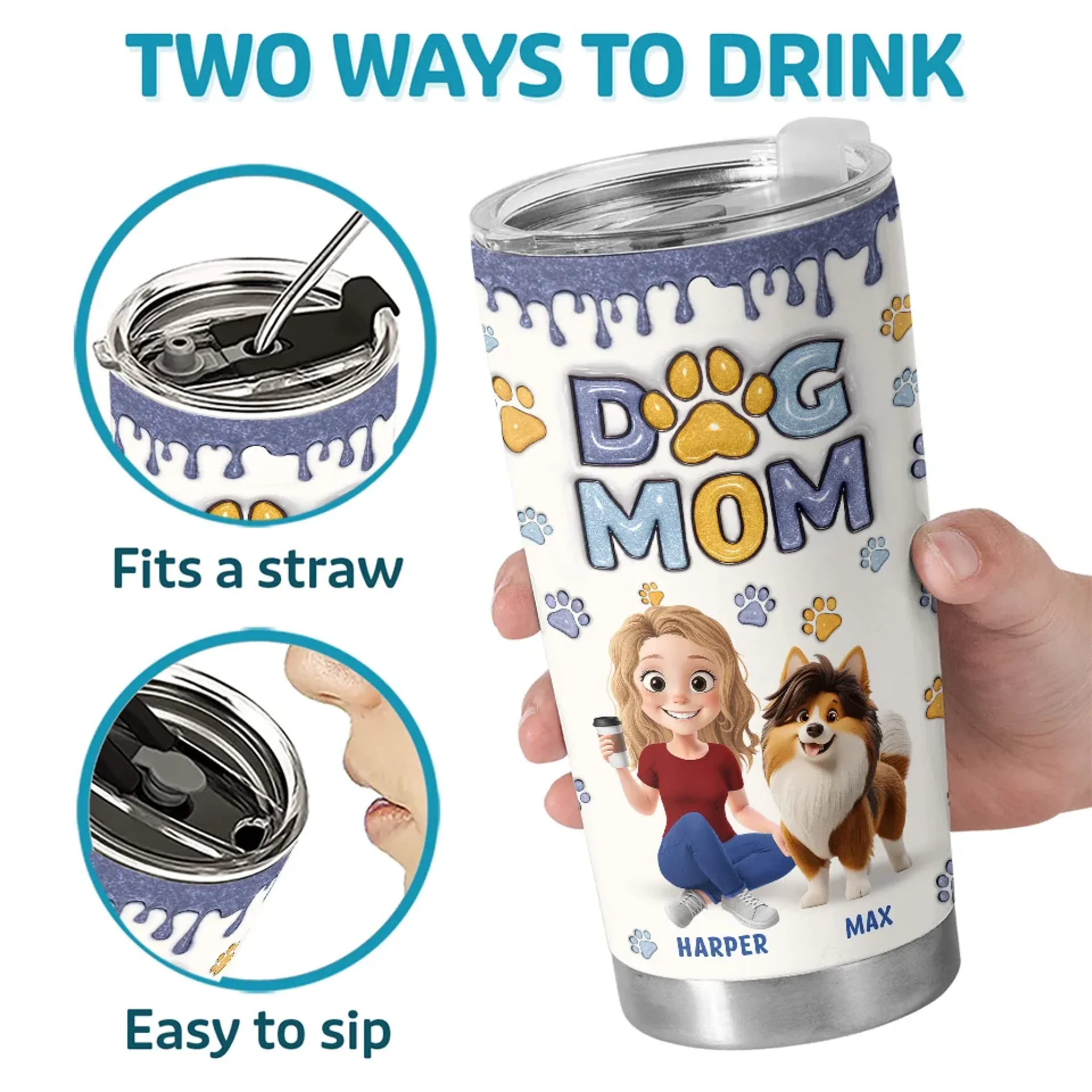 My Dog, My Best Friend - Dog Personalized Custom 3D Inflated Effect Printed Tumbler - Gift For Pet Owners, Pet Lovers - Image 4