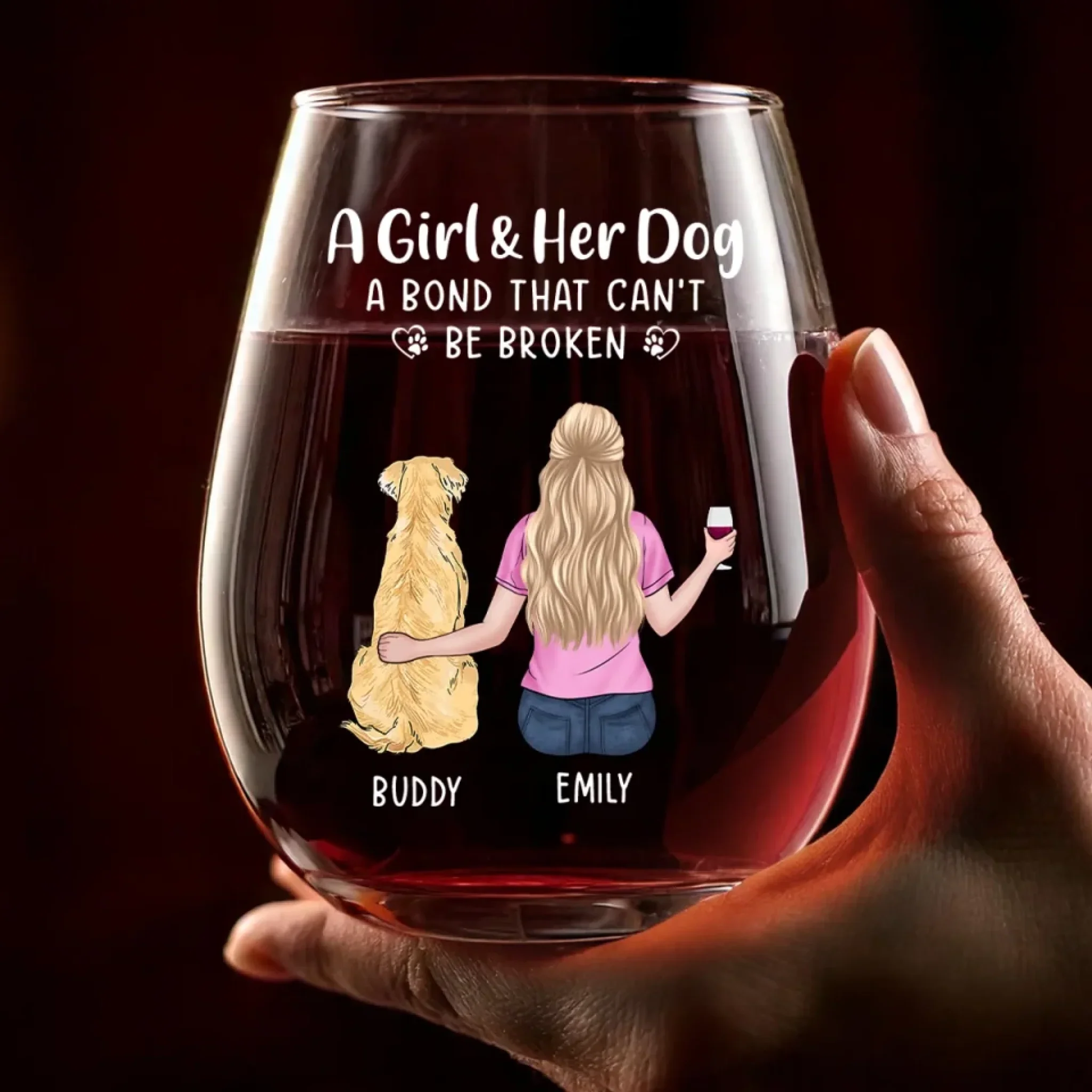 My Dog, My Therapist - Dog Personalized Custom Wine Glass - Mother's Day, Gift For Pet Owners, Pet Lovers - Image 3