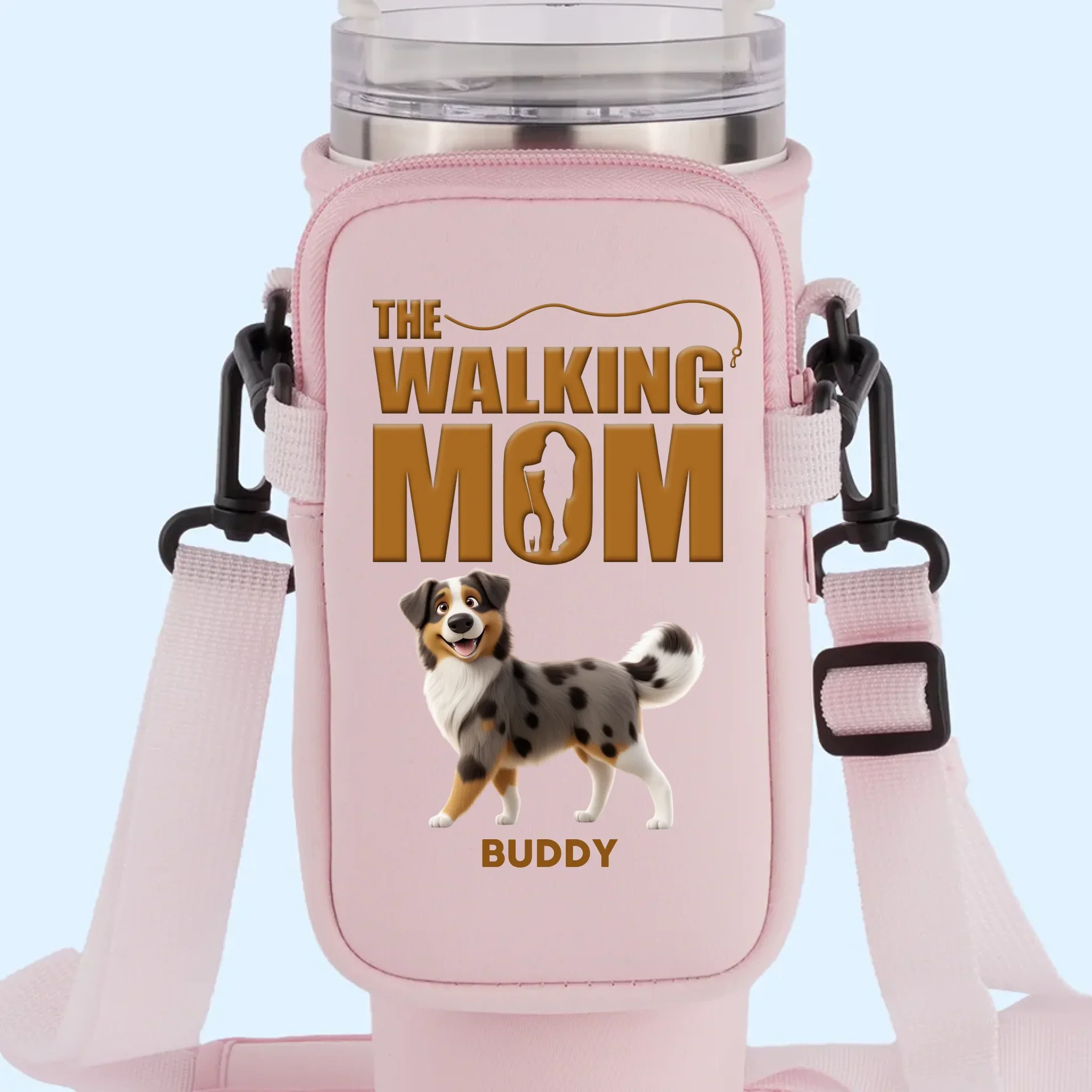 My Dog, My Walking Partner, My Joy - Dog Personalized Custom Neoprene Water Bottle Carrier With Pocket - Gift For Pet Owners, Pet Lovers - Image 4