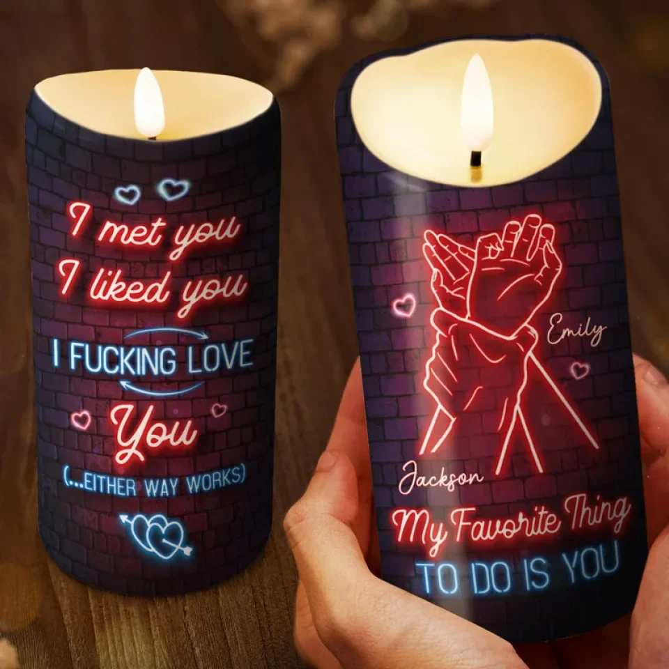 My Favorite Thing To Do Is You - Couple Personalized Custom LED Candle - Gift For Husband Wife, Anniversary - Image 3