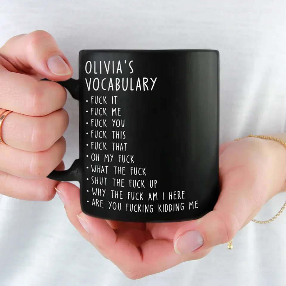 My Favorite Vocabulary - Coworker Personalized Custom Black Mug - Christmas Gift For Coworkers, Work Friends, Colleagues - Image 3