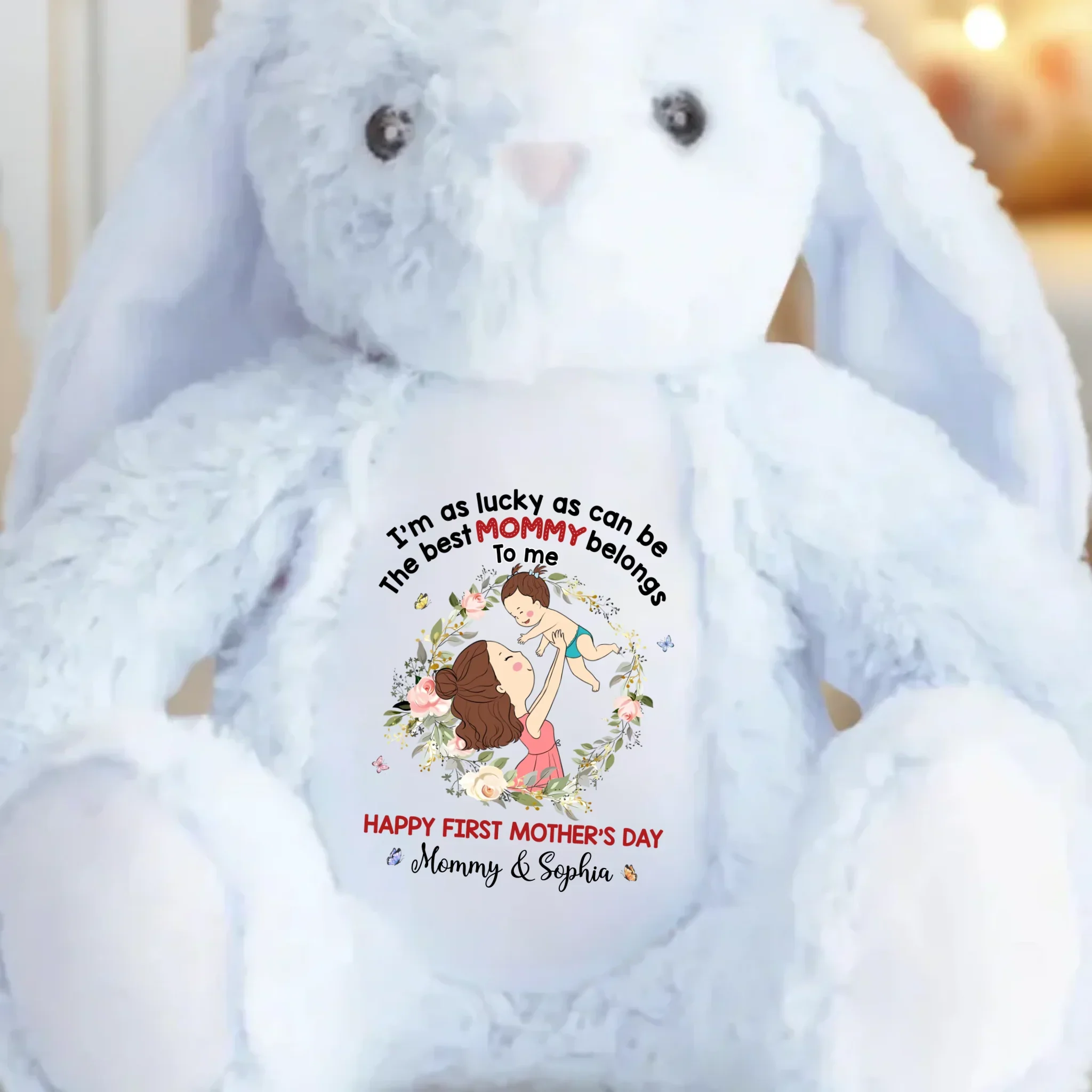 My First Best Friend, My Mommy - Family Personalized Custom Easter Bunny Plush - Mother's Day, Baby Shower Gift, Gift For First Mom - Image 3