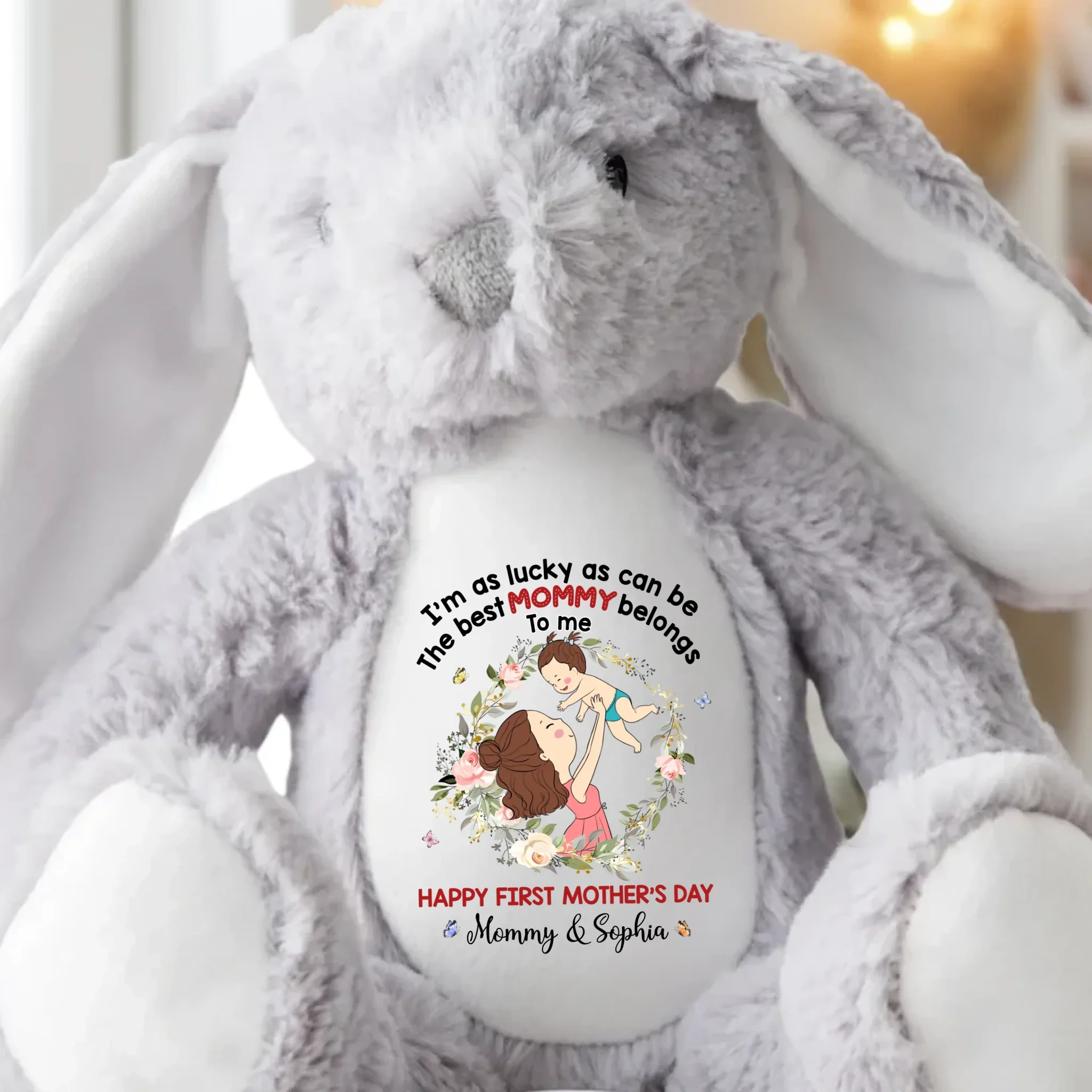 My First Best Friend, My Mommy - Family Personalized Custom Easter Bunny Plush - Mother's Day, Baby Shower Gift, Gift For First Mom - Image 5